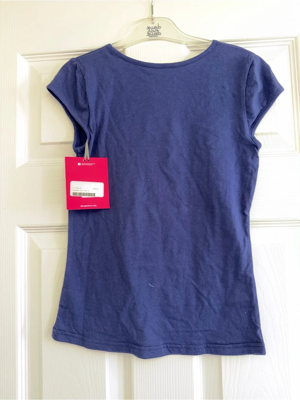 deux par deux Navy Top with Navy & White Striped Skirt Set